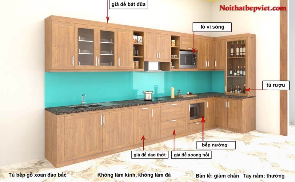 Tủ bếp gỗ xoan đào bắc giá rẻ tại Bắc Ninh giá rẻ chỉ có tại Nội ...